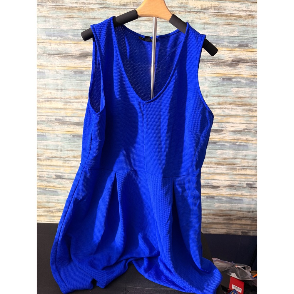 Attention Dress XXL Royal Blue Excellent Sleeveless Textured Pleated Fit Flare